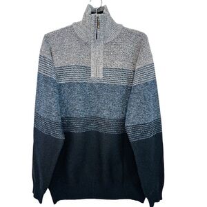 Men's Classic Zip-Up Sweater in Gray and Blue